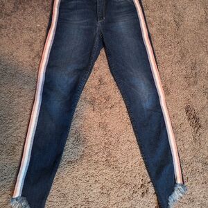 Joe's Jeans Dark Blue Skinny with Pink and White Stripes